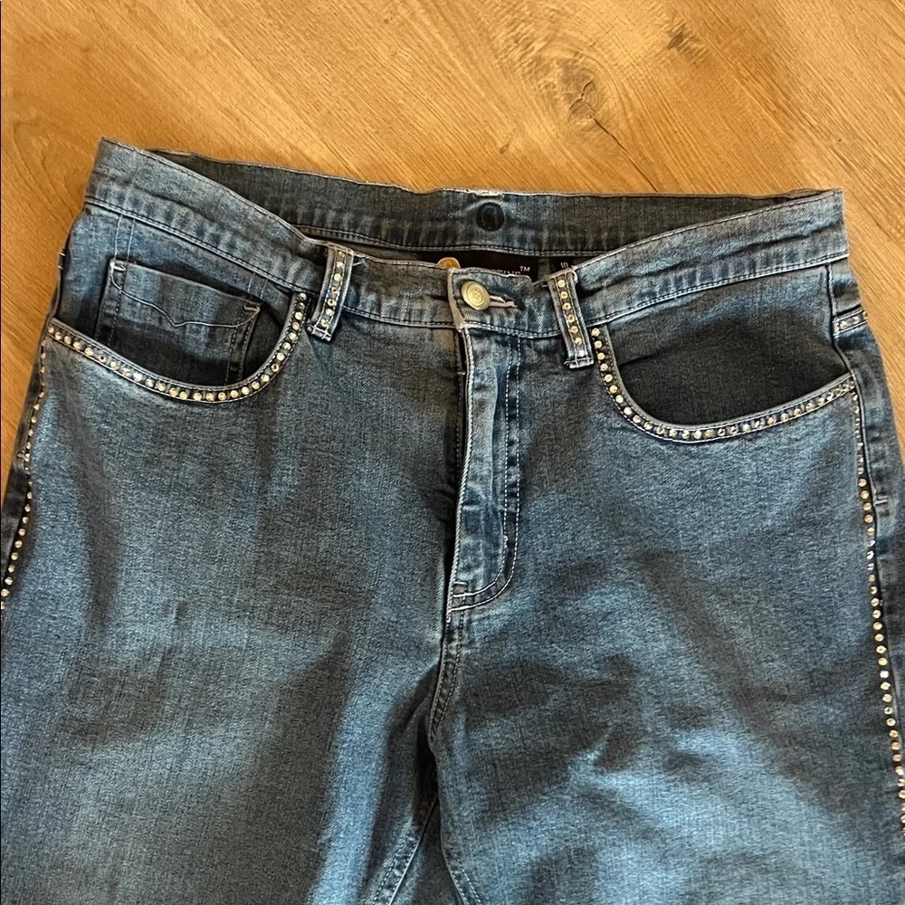 Jeans Swarovski Crystals Sz 10 Christine Alexander Festival Rodeo Wide Leg - Picture 3 of 9